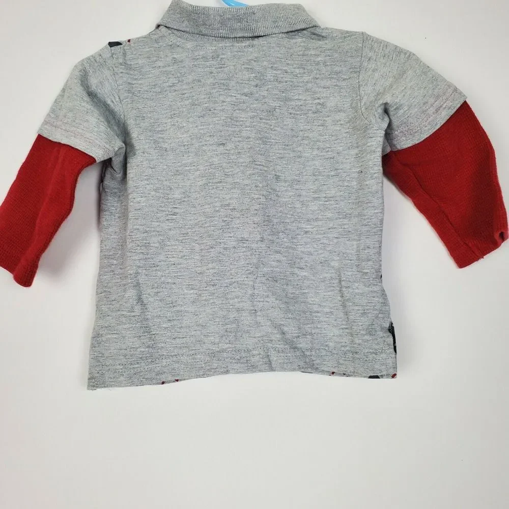 Baby Togs 6M Varsity Argyle Long‎ Sleeve Toddler Boy Shirt Gray GUC
